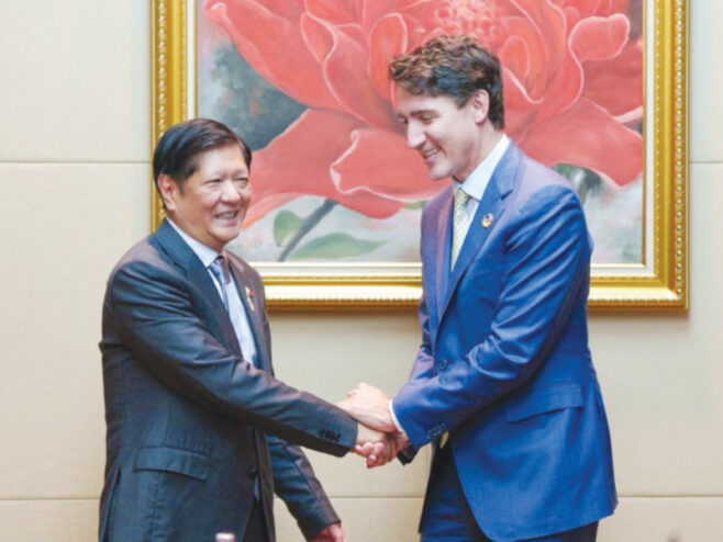 Philippine President Ferdinand Marcos Jr. and Canadian Prime Minister Justin Trudeau met in Laos in October 2024. Photo by Presidential Communications Office.