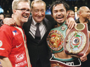 Manny Pacquiao during his heydays wih trainer Freddie Roach and promoter Bob Arum (File Photo)